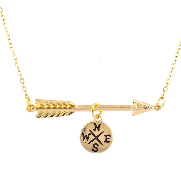 Something Blue Arrow and Compass Necklace - Picture 1 of 5
